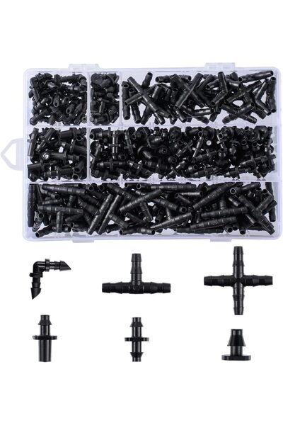 X SPRING Barbed Connectors Irrigation Fittings Kit, 280Pcs Watering System Ac...