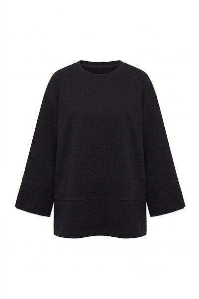 Loreen Black - Modal Fabric Tunic with Side Slit BLACK