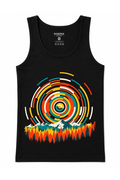 Rabona Fashion Retro Nature Frequency – Geometric Circles Tank Top with Mount...