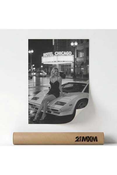 21mxm Poster Decorativ Tematică Automotive & Urban Night - 'Hotel Chicago', M...