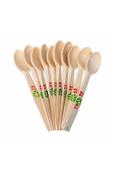 FOXMAG24 Set de 10 linguri de lemn, 28 cm, bej, clasic
