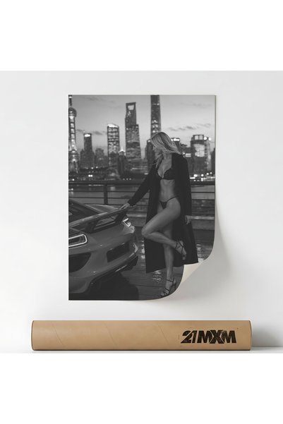 21mxm Poster Decorativ Tematică Automotive & Urban Night - 'City Lights', Mat...