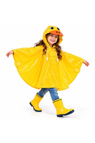Mustran Raincoat for Girls, Ages 4–8: Waterproof, with Side Pockets, Sleeve-T...
