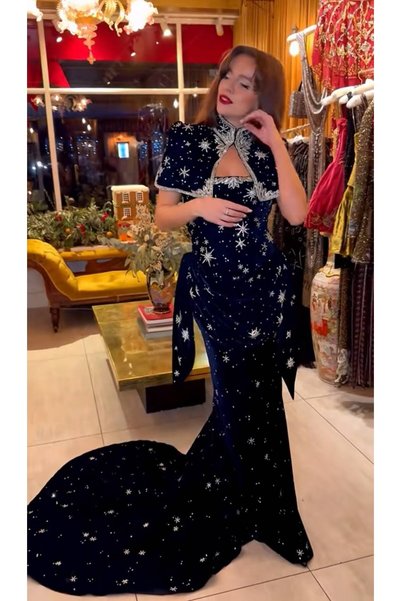 NALA FASHION فستان سهرة ملكي مخمل