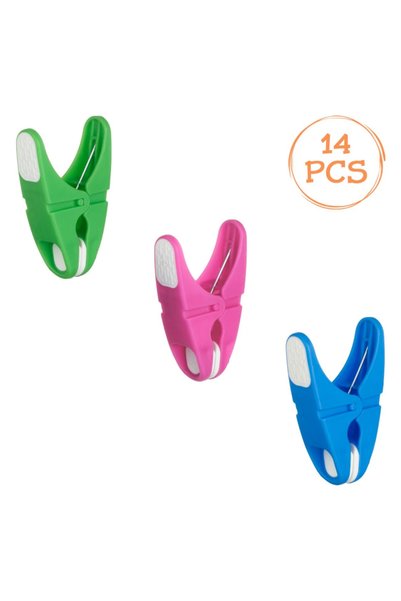 Belora 3-Color Softgrip Clothes Hooks 7cm - 14pcs