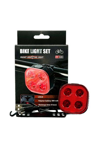 FOXMAG24 4-in-1 bicycle rear light, USB charging, waterproof, black