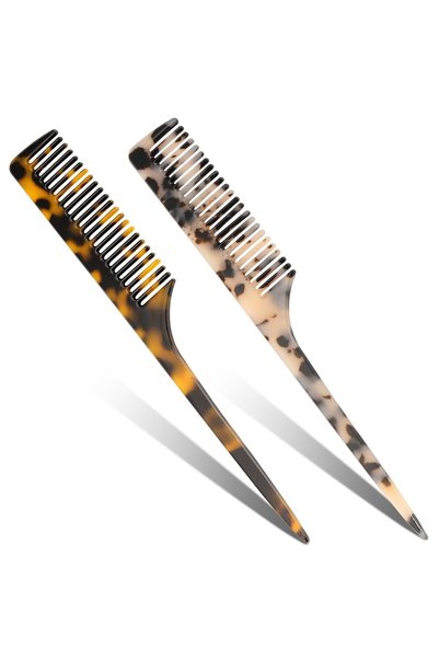 Tazweeq 2 Pack Rat Tail Combs for Women,Fine Tooth Hair Parting Comb Root Tea...