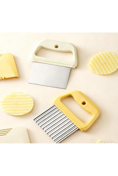 Yelajoy 2 Pack Crinkle French Fry Cutter, Stainless Steel Wavy Potato Veggie ...