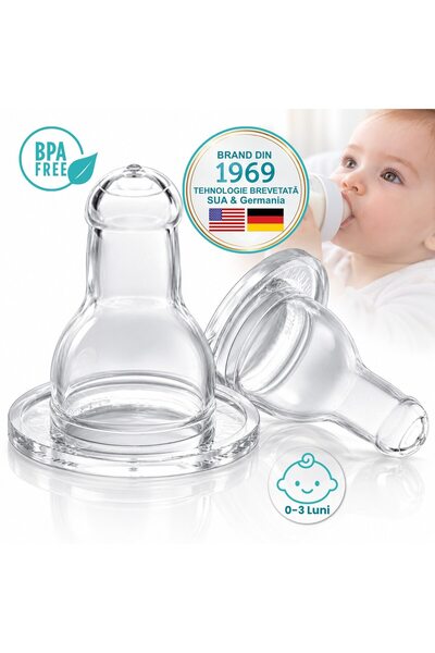 PUR Brand Σετ 2 PUR ®   Κλασικές θηλές σιλικόνης, Μέγεθος S, 0-3 μηνών, Ρυθμι...