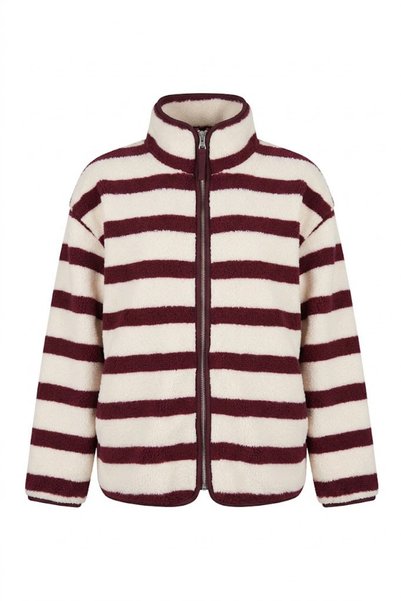 Mzr Collection Burgundy/Ecru - Side-Zip Closure Jacket Burgundy/Ecru