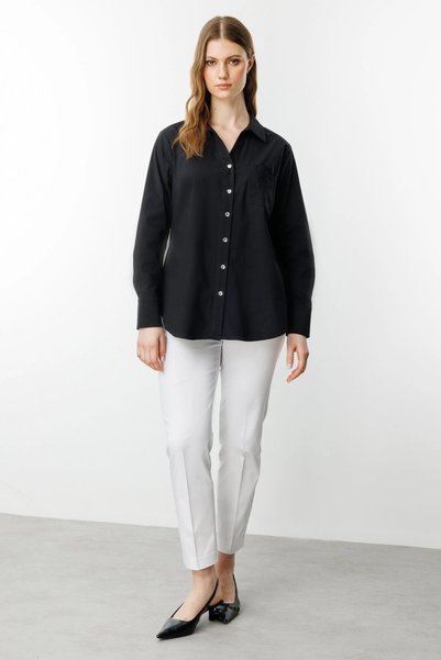 Ekol Rose Embroidered Shirt with Pockets 03504
