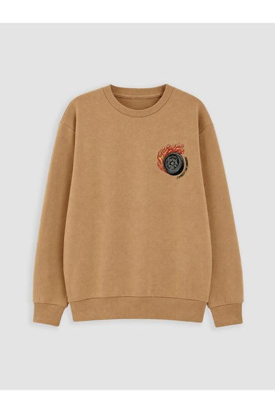 LC Waikiki Nevavm Beige Printed Boys' Sweatshirt
