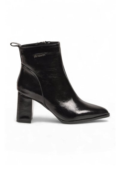 Pierre Cardin Stylish Black Patent Leather Women’S Classic Boots with Zipper ...