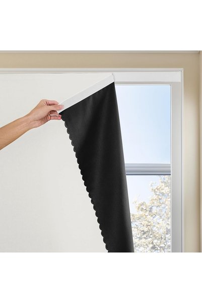 GENERAL Jilron Magic Tape Stick on Portable Curtains for Windows,Bedroom Blac...