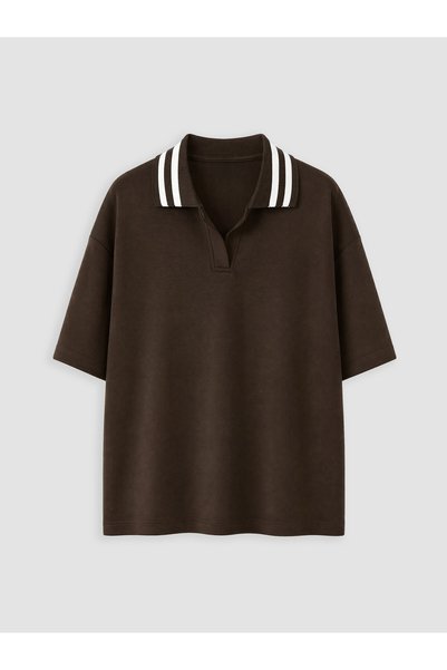 LC Waikiki Lcw Kids Brown Polo Collar Soft Touch T-Shirt for Girls, Featuring...
