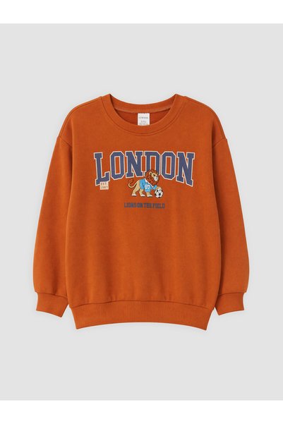 LC Waikiki Nevavm Lcw Baby Orange 3-Thread Embroidered Loose & Oversized Boys...