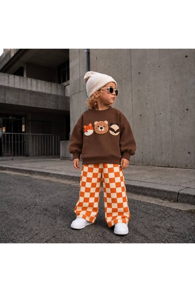 Patriko Boys and Girls Bear-Embroidered Sweatshirt and Pants Set, 2-8 Years.