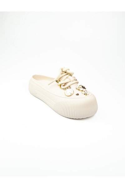 Twingo 3404 Ecru Lace-Up Embellished Eva Women's Slippers