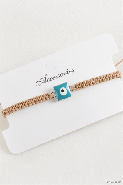 ZERO LAND Spt-Gld Evil Eye Macrame Braided Bracelet (224908), Brown.
