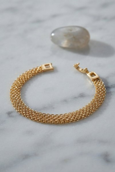 Skygo Woven Chain Model Brass Gold Color Women's Bracelet Tj-Bb8944