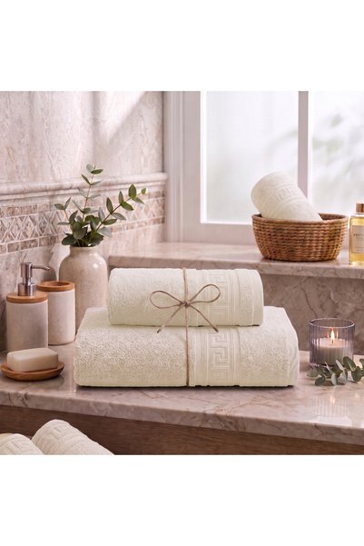 Ralex Set 2 prosoape de baie 70x140 cm și 50x90 cm Bumbac 100%, Bordură grece...