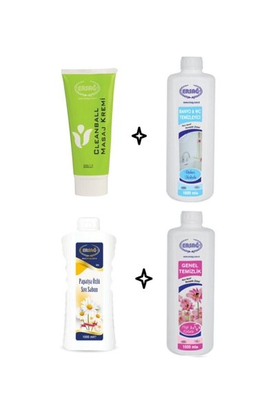 Ersağ 4 Lü Promosyon Paketi (sıvı Sabun+genel Temizlik+masaj Kremi+banyo&wc Temizleyici)