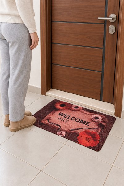 GLOMAR Floral Patterned Doormat - Digitally Printed, Non-Slip Doormat for the...