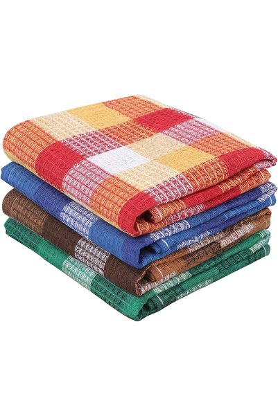 TERRIFI 4 Pack Waffle Tea Towels, 25.6x15 Inch Soft and Absorbent Premium Cot...