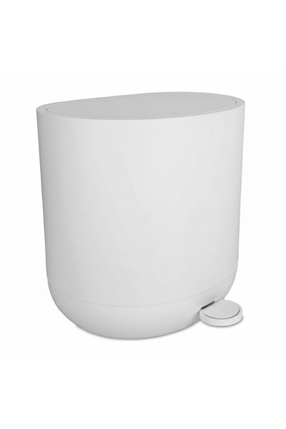 Relaxdays Κάδος με πεντάλ, 26 x 23 x 26 εκ., 7L, Πλαστικός, Λευκός, Αθόρυβο κ...
