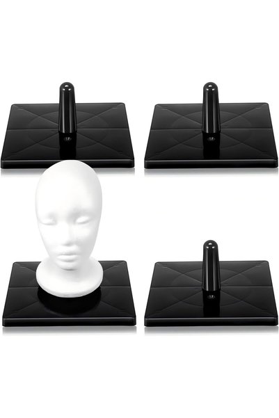 KASTWAVE Mannequin Head, 4 Pcs Square Foam Mannequin Wig Head Stands Non Topp...