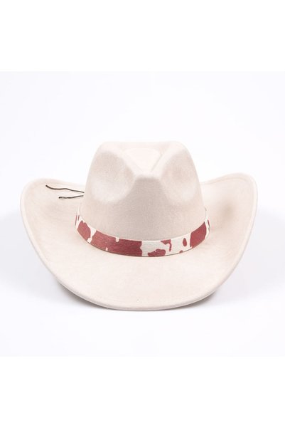 meli melo Palarie cowboy crem cu cordon animal print