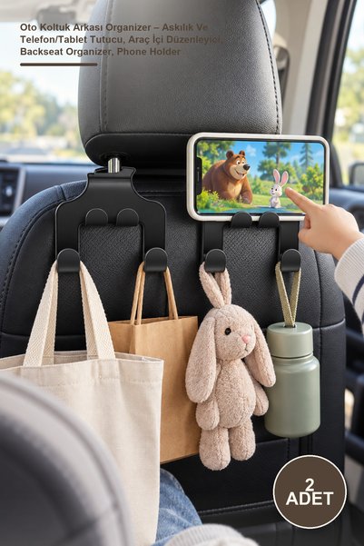 Yenilig 2 Car Seat Back Organizers – with Hanger and Phone/Tablet Holder, In-...