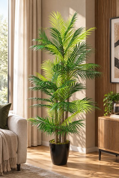 Cennet Home Areka Natura Premium 170 cm Beş Gövdeli Dekoratif Yapay Ağaç – Si...