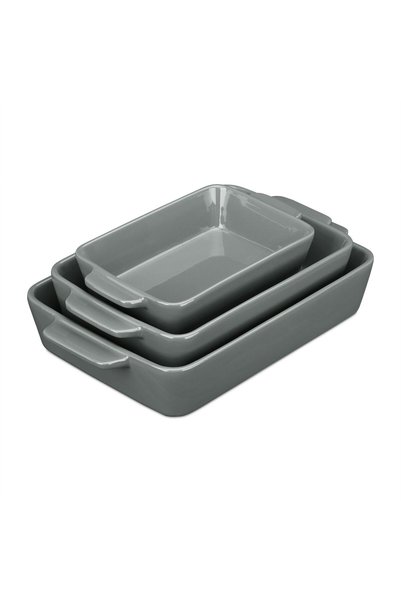 Relaxdays Set de 3 vase de copt din ceramică, Relaxdays, diverse dimensiuni, ...