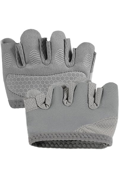 Tazweeq Half Finger Gym Gloves 4mm Anti Slip Fitness Grey