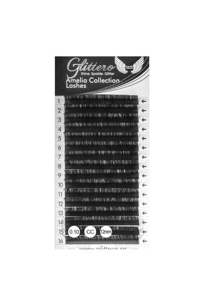 Glittero Extensii De Gene Amelia Collection 12 Mm, 0.10,Curbura CC