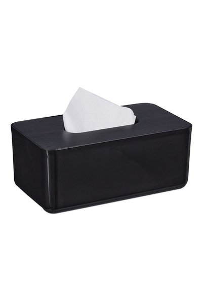 Relaxdays Cutie pentru șervețele cu capac negru, din plastic/bambus, 10 x 23 ...