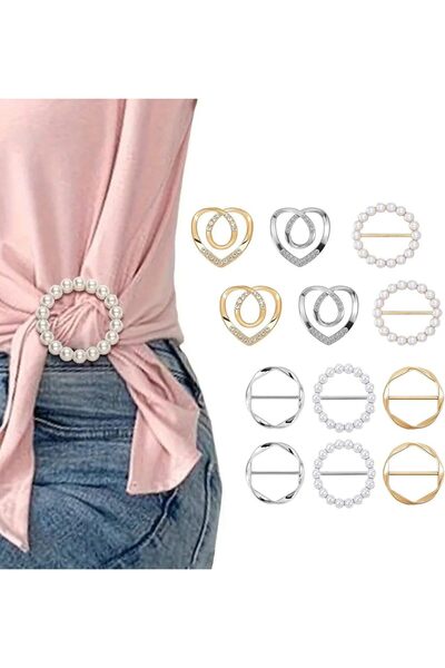 Parlberd 12 Pcs Scarf Rings and Slides Clips, T-Shirt Tie Clips for Women, Sc...