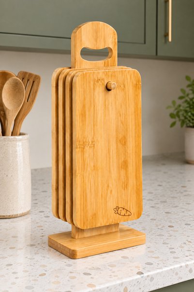 MAKRİ HOME Vegetable-Chicken-Fish-Meat Boards, Set of 4 Wooden Cutting Boards...