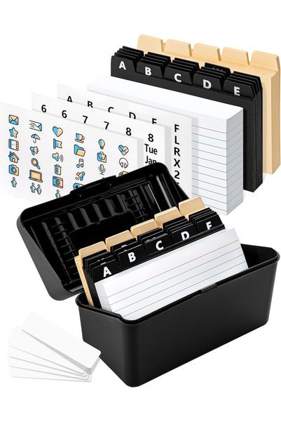 SYOSI Business Card Organizer and Index Card Holder Box for Secure Storage of...