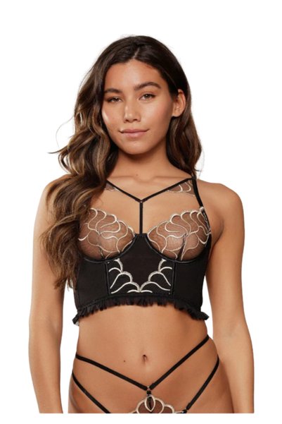 LingaDore RANIA Bralette Τύπου Κορσές με Χρυσό Κέντημα