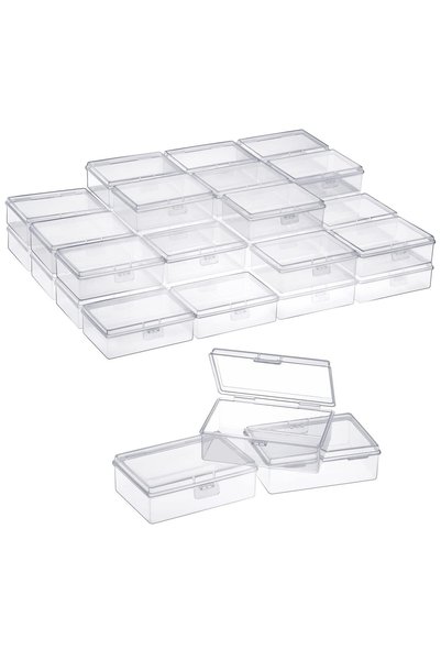 MAKINGTEC Transparent Plastic Box, 40 Pieces Mini Square Bead Storage Contain...