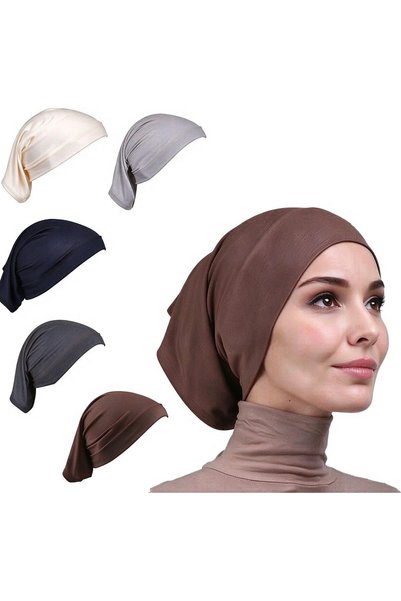 GENERAL 5 Pack Hijab Undercap for Women, Stretch Inner Cap for Scarf and Turb...