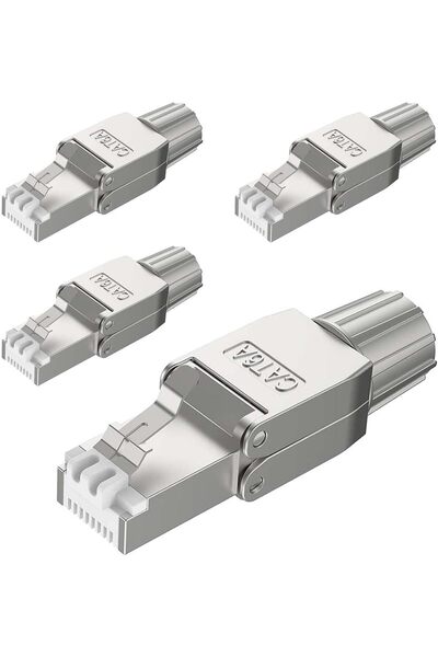 X SPRING موصلات RJ45 من الفئة Cat6A، عبوة من 4 قطع، موصلات إيثرنت محمية لا تح...