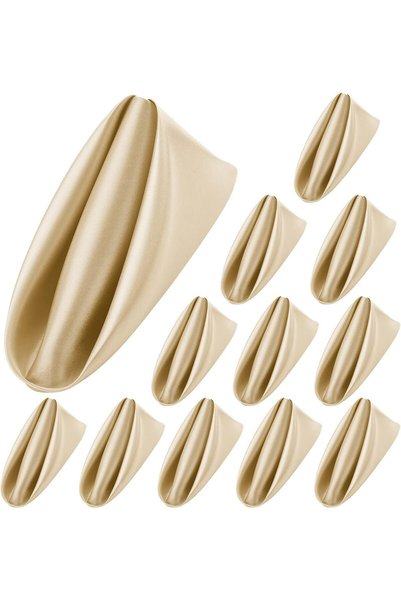 X SPRING Satin Napkins, 12 PCS 17x17 Inch Square Dinner Napkins with Soft Ele...