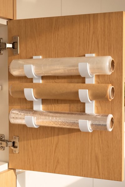 OEM Suport Folie Alimentara si Aluminiu Fara Gaurire - Organizator 3 Role cu ...