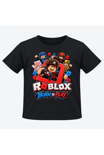 Malfini Tricou personalizat "Roblox – Born to Play", Negru, Copil, Bumbac 100%,