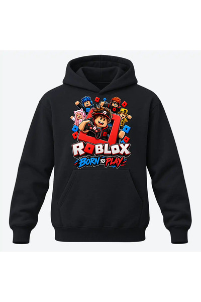 Malfini Hanorac personalizat "Roblox – Born to Play", Negru, Barbat, Unisex