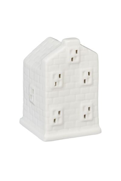 Relaxdays Διακοσμητικό Κηροπήγιο Relaxdays, Porcelain House, Λευκό, 11x7x6.5cm