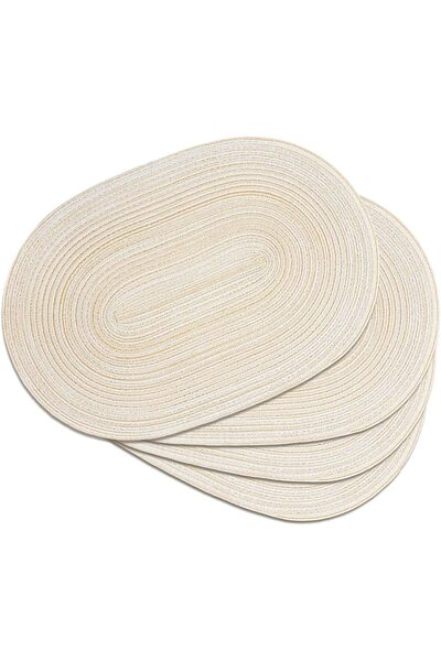 GENERAL Noctiflorous Oval Braided Placemats 12x18 Inch Table Mats Set of 4 fo...